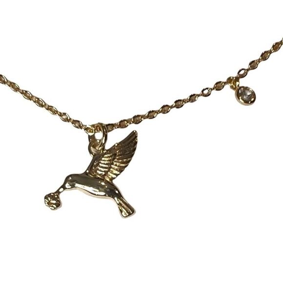 Gold Hummingbird Inspirational Necklace New - Picture 1 of 3